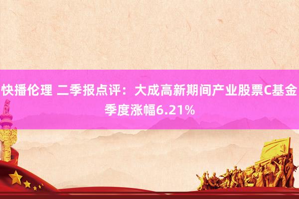 快播伦理 二季报点评：大成高新期间产业股票C基金季度涨幅6.21%