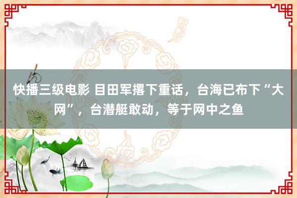 快播三级电影 目田军撂下重话，台海已布下“大网”，台潜艇敢动，等于网中之鱼