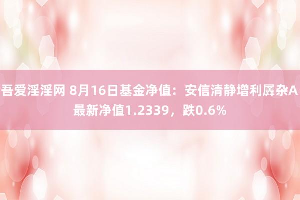 吾爱淫淫网 8月16日基金净值：安信清静增利羼杂A最新净值1.2339，跌0.6%