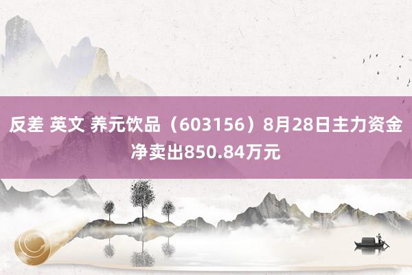 反差 英文 养元饮品（603156）8月28日主力资金净卖出850.84万元