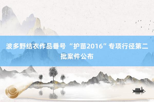 波多野结衣作品番号 “护苗2016”专项行径第二批案件公布