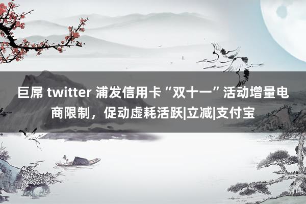 巨屌 twitter 浦发信用卡“双十一”活动增量电商限制，促动虚耗活跃|立减|支付宝