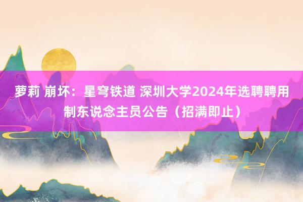 萝莉 崩坏：星穹铁道 深圳大学2024年选聘聘用制东说念主员公告（招满即止）